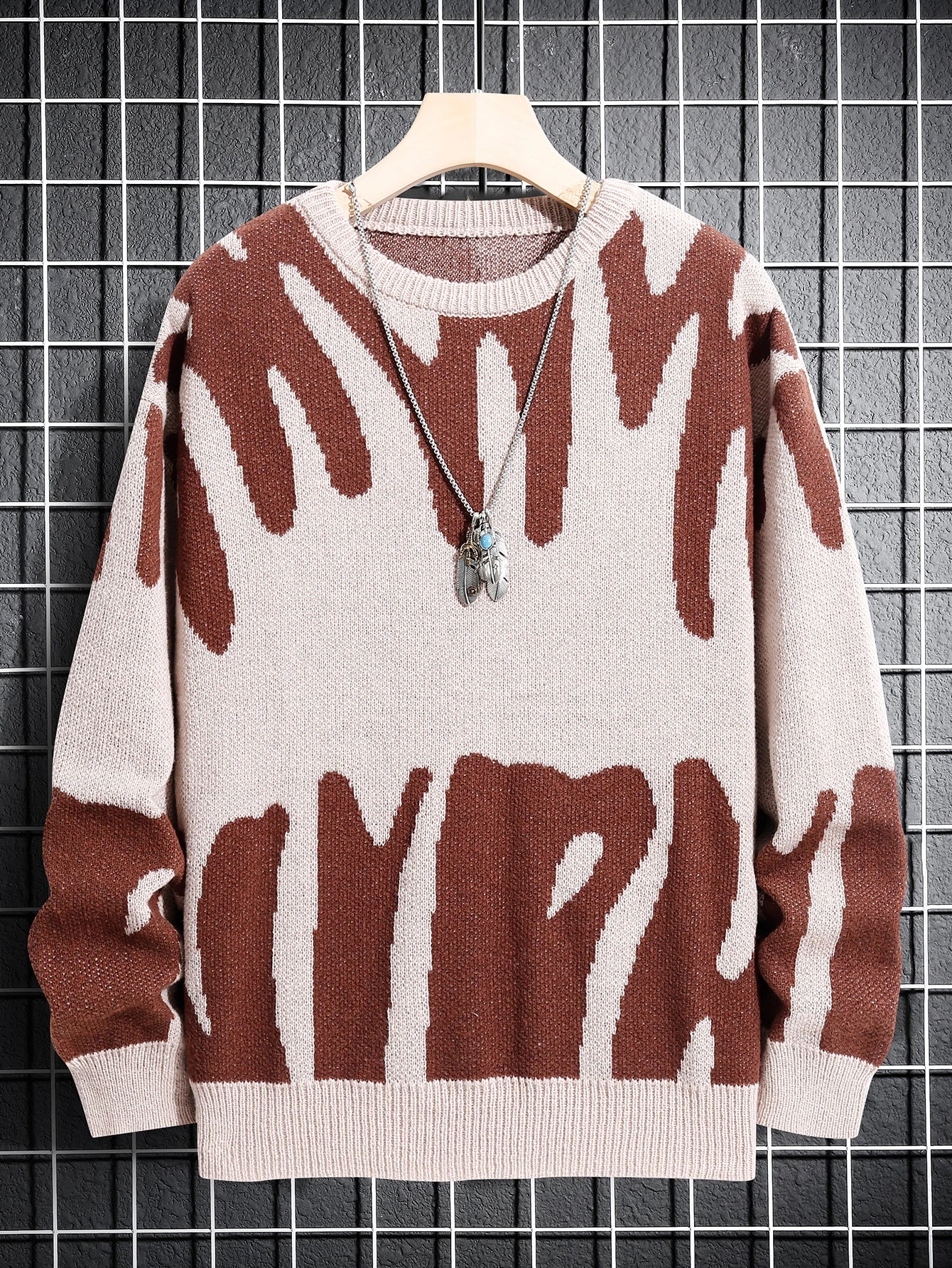 Popular Autumn Winter Irregular Jacquard Pattern Pullover