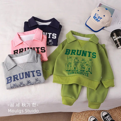 Children Clothes Sets Autumn Winter Polo Sweatshirt + Pants