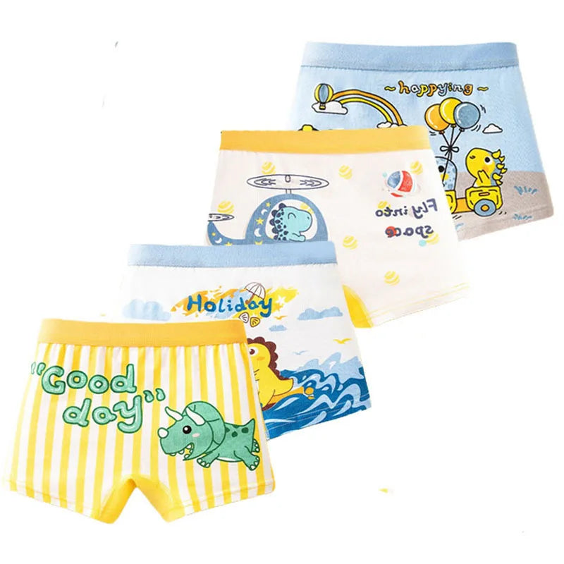 Multipack Cotton Boy Boxer Brief Fun Excavator Pattern Kids Boxers