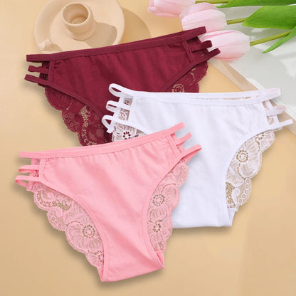 3PC/Set Women's Sexy Floral Lace Panties