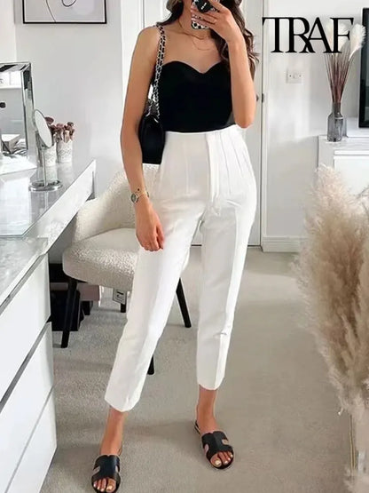 Women Fashion With Pockets Casual Basic Solid Pants