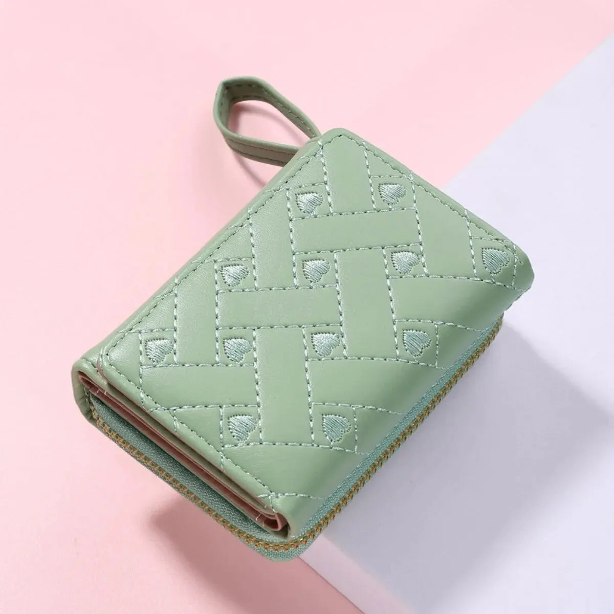 Women's Short Embroidered Love Zero Wallet