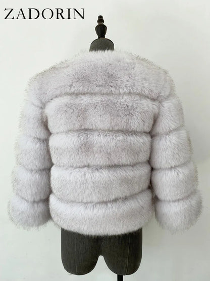 Mink Coats Autumn Winter Fluffy Black Faux Fur Coat