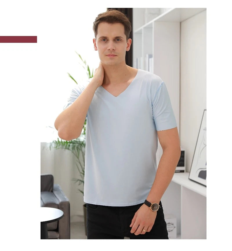 Summer Men's Ice Silk Vest Short Sleeves