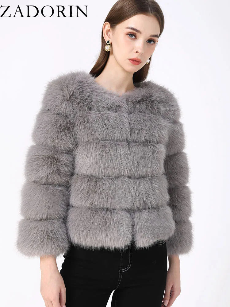 Mink Coats Autumn Winter Fluffy Black Faux Fur Coat