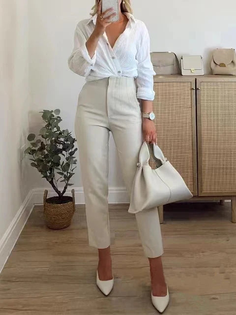 Women Fashion With Pockets Casual Basic Solid Pants