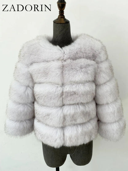 Mink Coats Autumn Winter Fluffy Black Faux Fur Coat