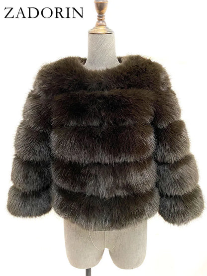 Mink Coats Autumn Winter Fluffy Black Faux Fur Coat