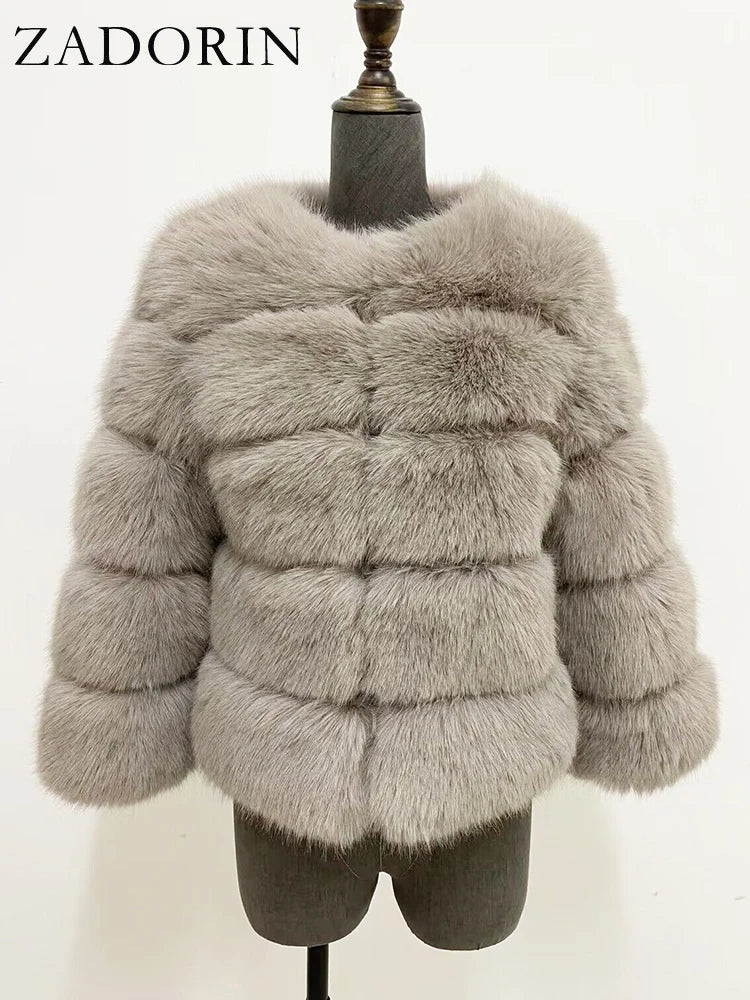 Mink Coats Autumn Winter Fluffy Black Faux Fur Coat