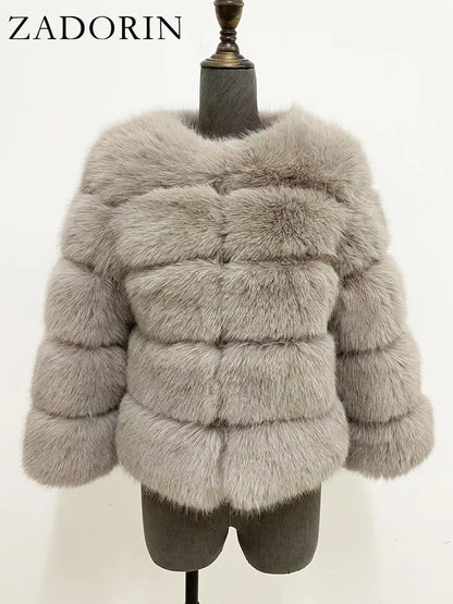 Mink Coats Autumn Winter Fluffy Black Faux Fur Coat