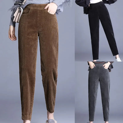 Plush Thick Casual Pants Women Corduroy Warm Pants