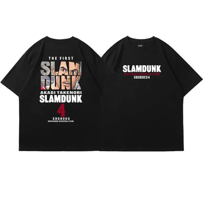 Anime Slam Dunk Print T-Shirt Men's Oversized