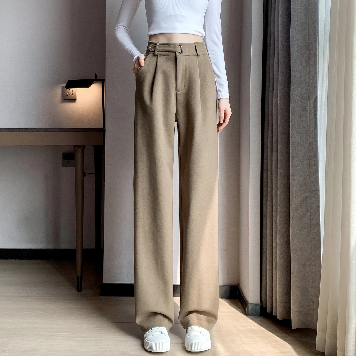 Thicken Woolen Casual Loose Full Length Pants