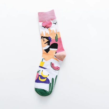 Colorful Print Socks Women