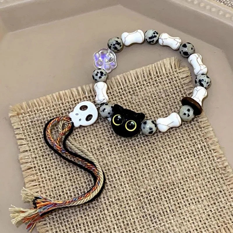 1/2PCS Tassels Big Eye Cat Bracelets