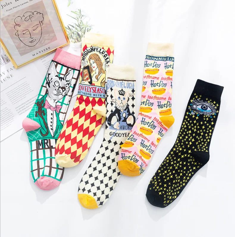 Colorful Print Socks Women