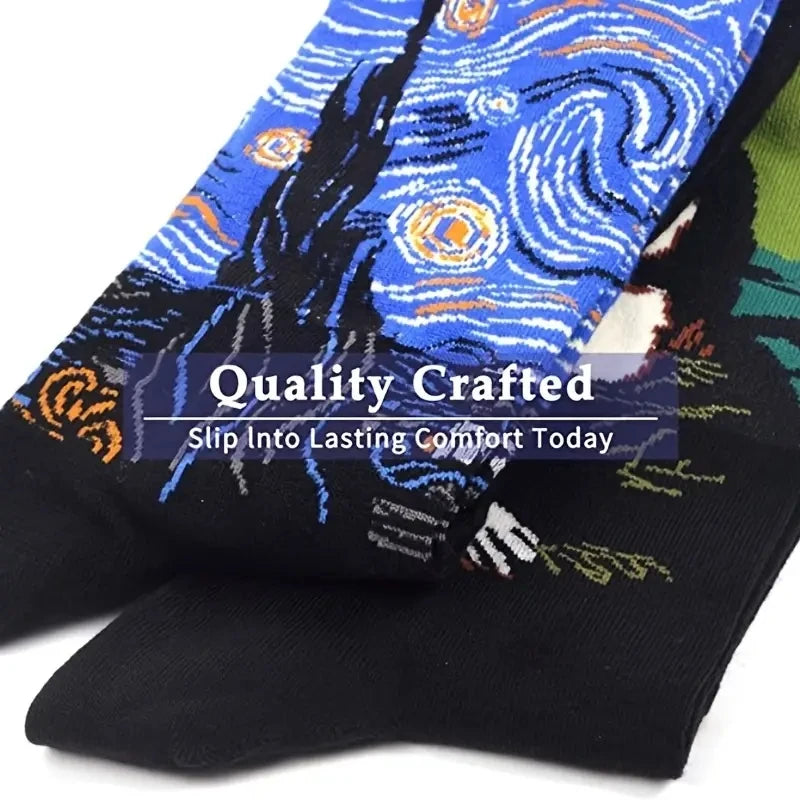 Women Retro Abstract Oil Painting Art Sock