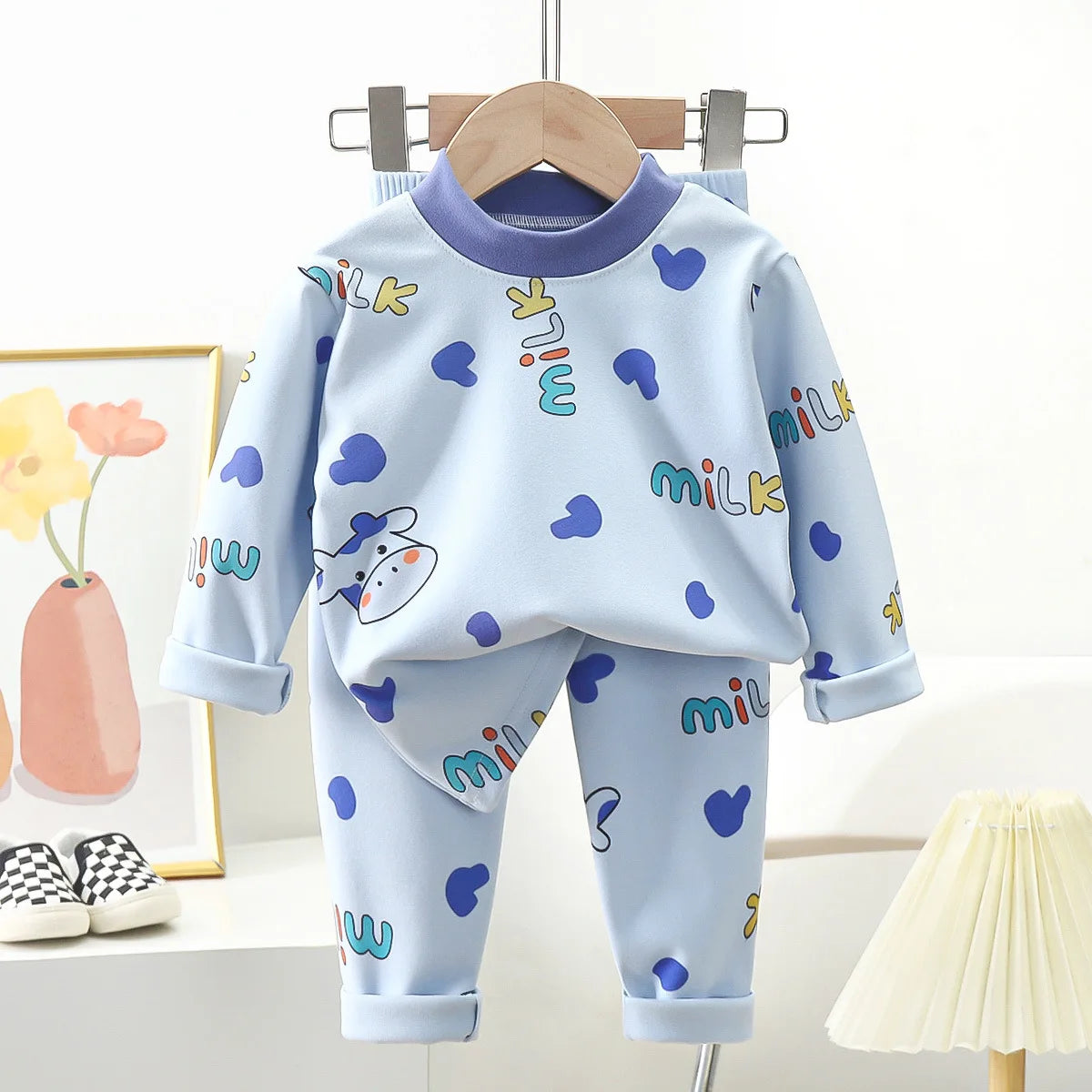 New Kids Autumn Warm Pajamas Boys Girls Cute Cartoon