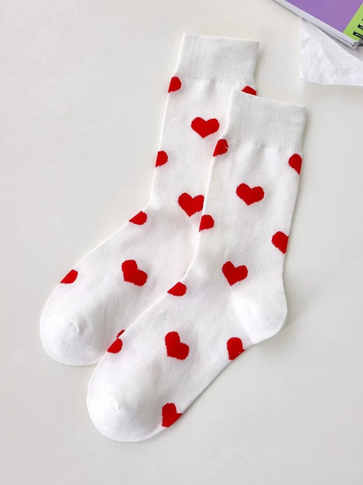 Women Heart-Shaped Round Neck Socks