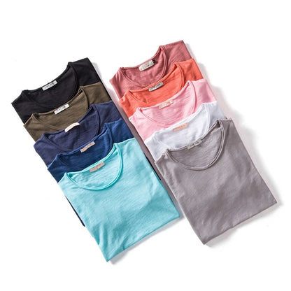 100% Cotton Men T-shirt Casual Soft Fitness