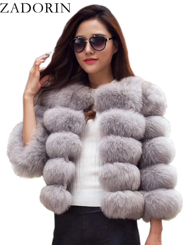 Mink Coats Autumn Winter Fluffy Black Faux Fur Coat