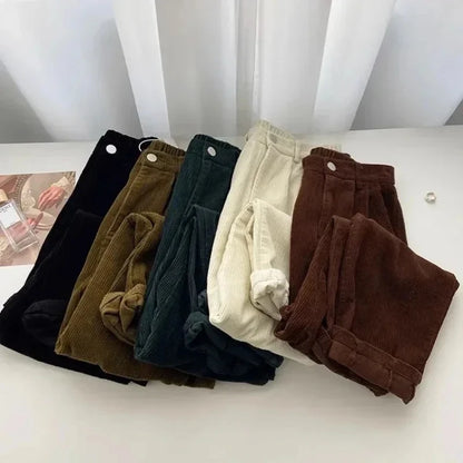 Retro High Waist Corduroy Pants