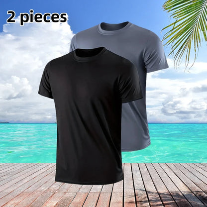 2 pieces of summer men's new short-sleeved t-shirt