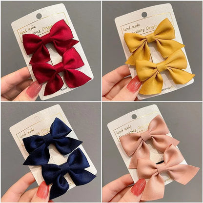 2 Piece Bow Hair Clip Elegant Flower