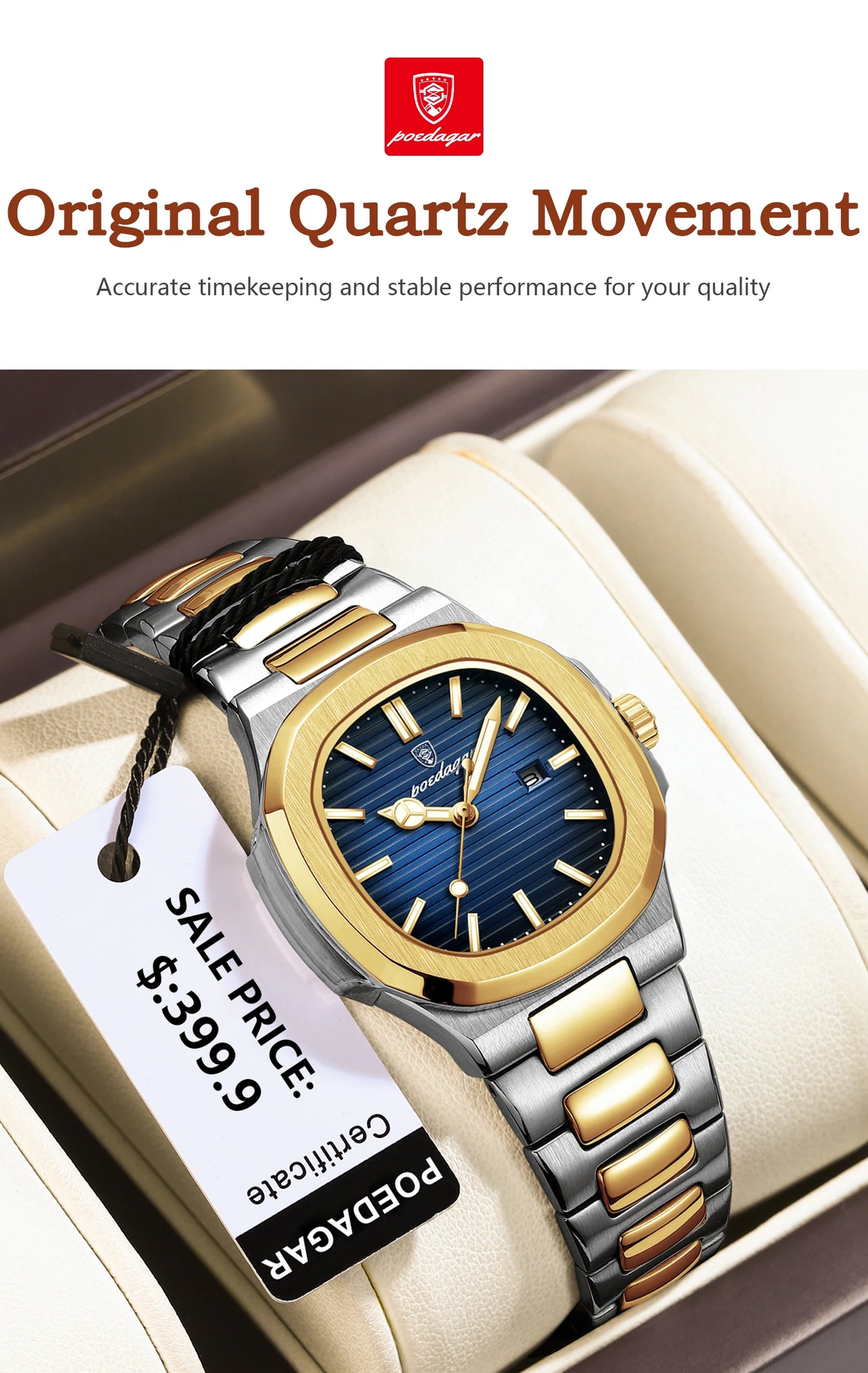 Luxury Square Watch for Woman Waterproof